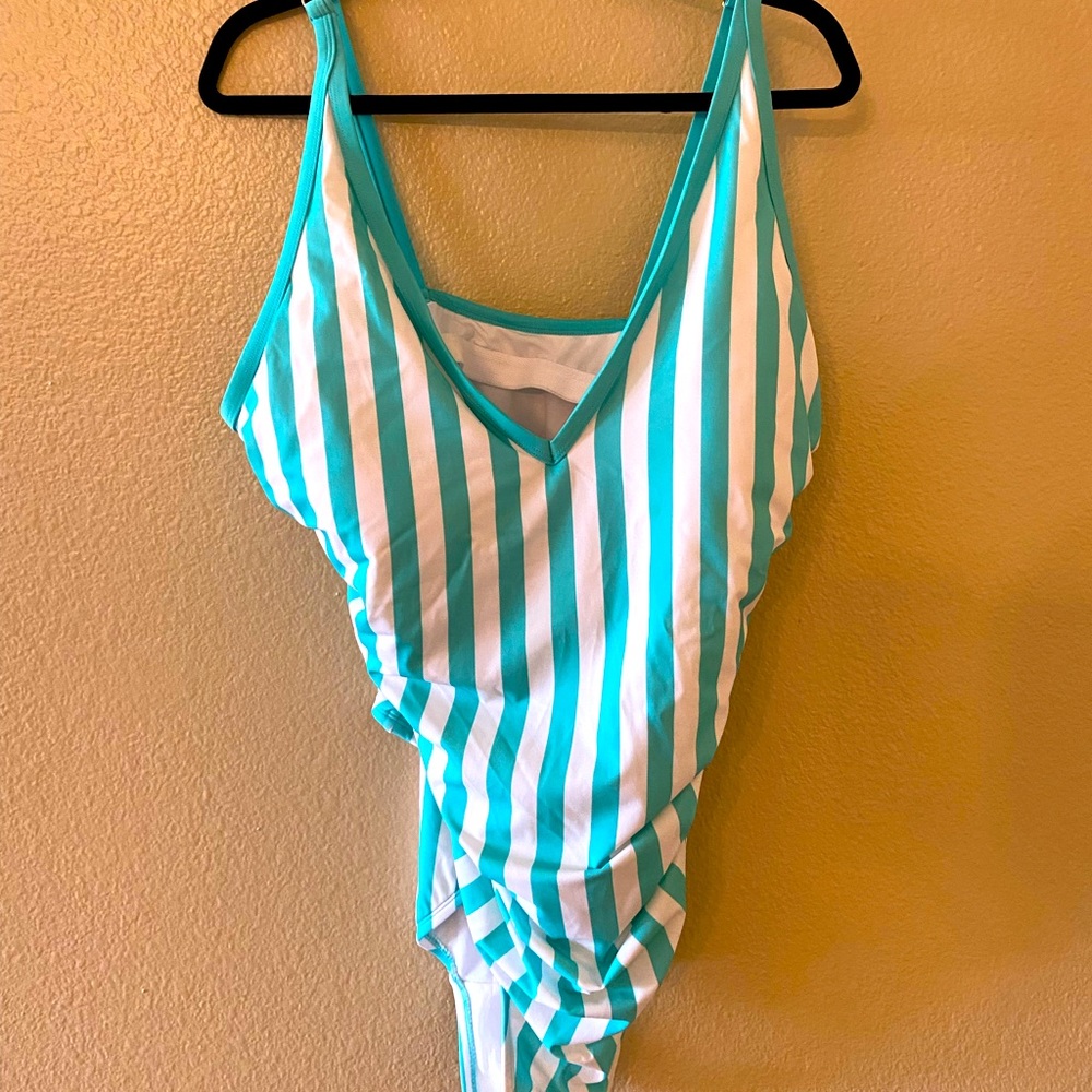 Teal & White Striped Target Swimsuit size 22